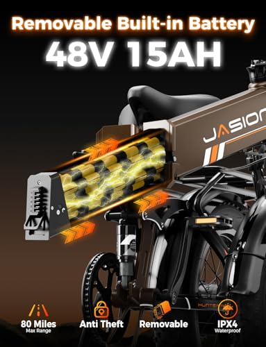 Image of Jasion X Hunter /PRO Electric Bike for Adults,1800W /1400W Peak 20''Fat Tire Foldable Ebike,Folding E Bike Up to 80 /70 Miles Range,720 /624WH Removable Battery,30 MPH E Bike,Certified by UL2849