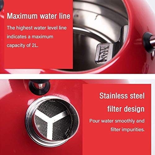 Kettle eléctrico de acero inoxidable 2.0 litros rojo miniatura 4