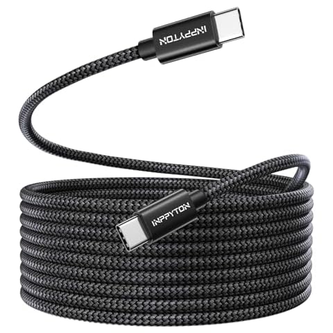 15FT USB C to USB C Cable 60W, [Premium Nylon Braided] Extra Long USBC to USBC Charger Cord 480Mbps for iPhone16/16 Plus/16 Pro/16 Pro Max, iPhone 15 Series, Samsung Galaxy, MacBook, Laptop, Switch Cover