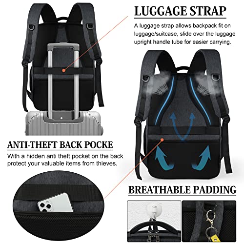 Sdysm Laptop Backpack 17.3 Inch Tsa Friendly Travel Backpack For Men Women Waterproof Work College Business Bag With Usb Charging Port Anti Theft Large Computer Carry On Backpack, Black #TOP3