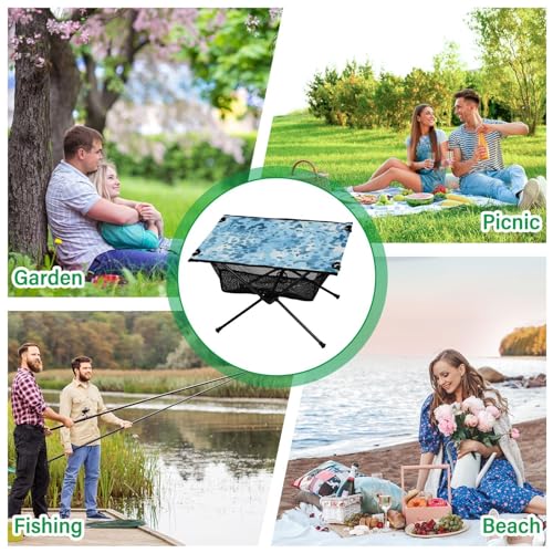 Mesa plegable para camping exterior con estampado de leopardo azul SDMKA miniatura 7