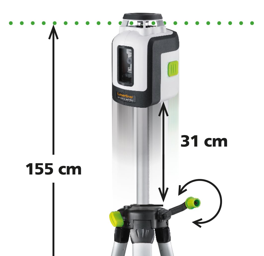 Laserliner Laser de Lignes 360° SmartLine G360 Vert | Trépied de 150 cm, Usage Intérieur et Extérieur, Récepteur Portable, Portée de 40 m, Lignes Croisées