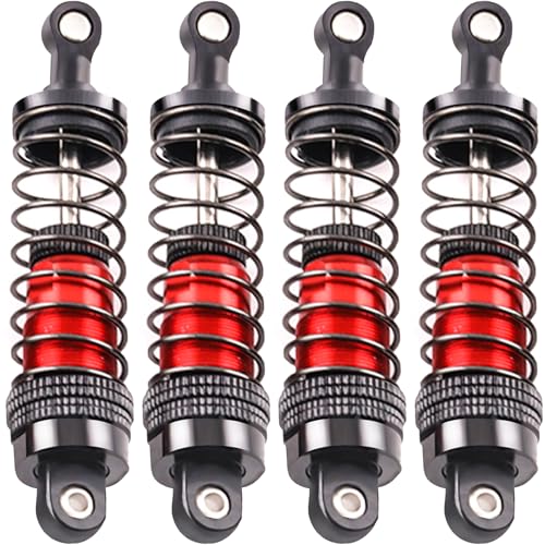 Oil-Fill Shock Absorbers for 1/14 1/16 1/12 RC Cars, 81mm Hydraulic Suspension Kit, DIY Refillable Dampers with Alloy Body, Compatible for MJX, HSP, WLtoys, SCY, FMS, Traxxas (Oil Not Included)