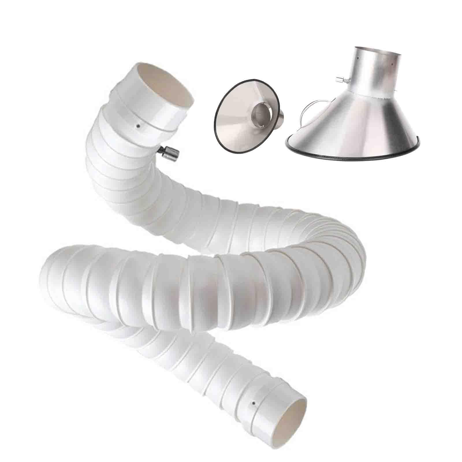 ZAQYCM Tubo Flexible Manguera De Recolección De Polvo Articulada De 1m con Capucha Y Válvula Ajustable, Colector De Conducto Extractor De Aire Flexible para Laboratorio(White,ID 160MM/6 2/7 In)