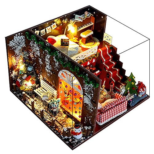 WonDerfulC DIY Mini 3D Handwerk Puppenhaus Kit Weihnachten Haus Serie Handmade Modell Weihnachtsgeschenke (Baumhaus… – Bild 7