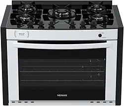 Fogao de Embutir 5 Bocas Venax Gaudi Prisma Vitreo Bl Branco Gas Glp