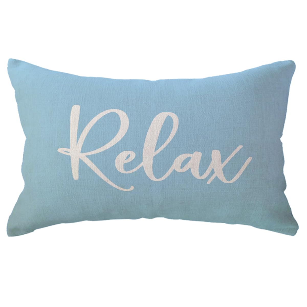 ULOVE LOVE YOURSELF Relax Lumbar Throw Pillow Case 12×20 Inch Housewarming  Gifts Farmhouse Light Blue Decorative Rectangular/Waist Cushion Cover