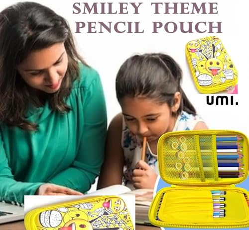 Image of Amazon Brand - Umi Pencil Pouch Case - Smiley Pencil Case, Multipurpose Zipper Pencil Pouch, Large Capacity Stationary Organizer