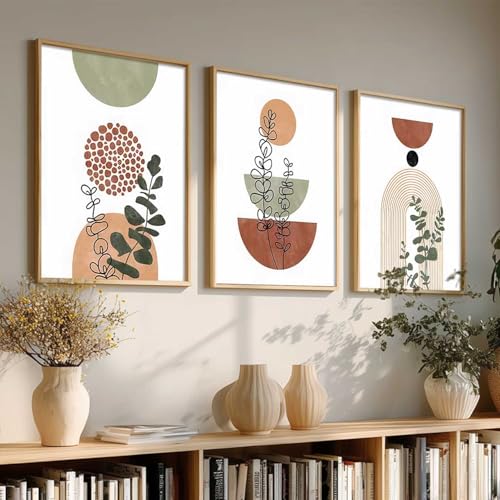 Image of kotart Boho Art Home Decoration Paintings With Frame For Living Room Bed Room Hotel Wall Decor Digital Reprint Set of 3 (13X17 inch)