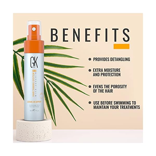 GK HAIR Global Keratin Leave In Conditioner Hair Spray (1 Fl Oz/30ml) - Moisturizing Protection Treatment Strengthens & Shines Frizzy, Dry Damaged Hair - Detangler Spray for Smoothing Nourishes Hydrated Hair