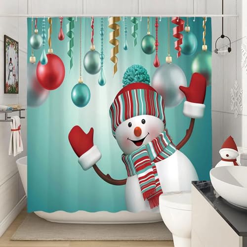 Rideau de douche Noël 4 pièces imperméable avec œillets métalliques - 6