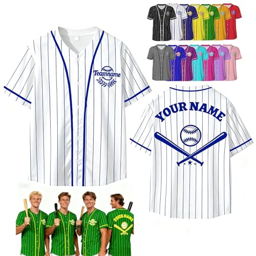 Camiseta de béisbol personalizada con nombre y número para jóvenes, hombres y mujeres