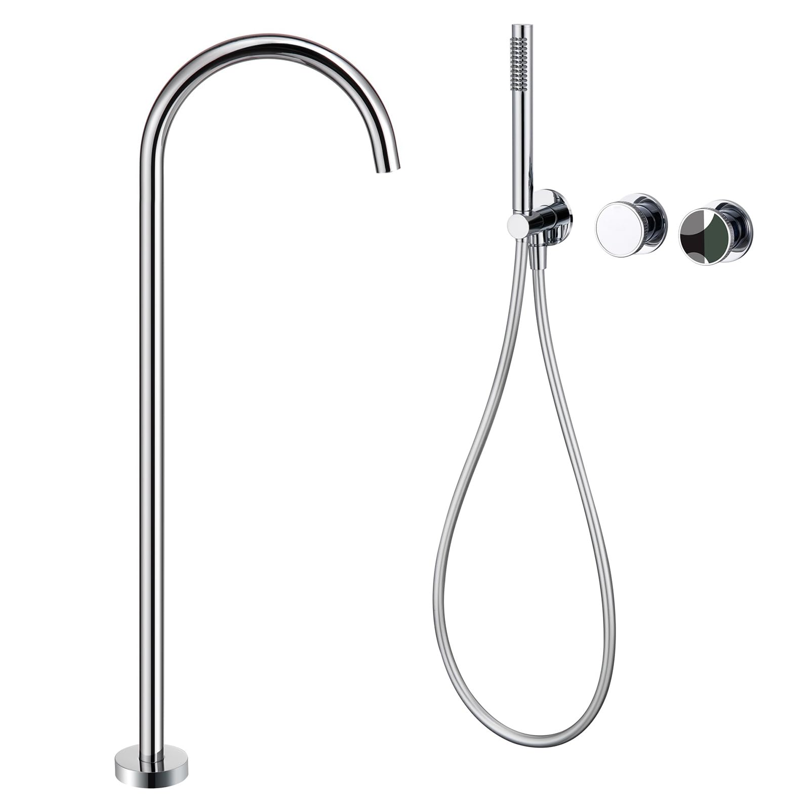 JYBNBBE Freestanding Bath Taps Chrome Hot and Cold Brass Wall Mounted Concealed Bath Shower Mixer Tap (Chrome)
