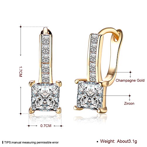 Elegant 18K Yellow Gold Plated Cubic Zirconia Hoop Earrings Earring For Womens Dainty Princess Cut Daimond Crystal Huggie Hoops Hypoallergenic Fashion Jewelry Nice Gift (Zircon)3