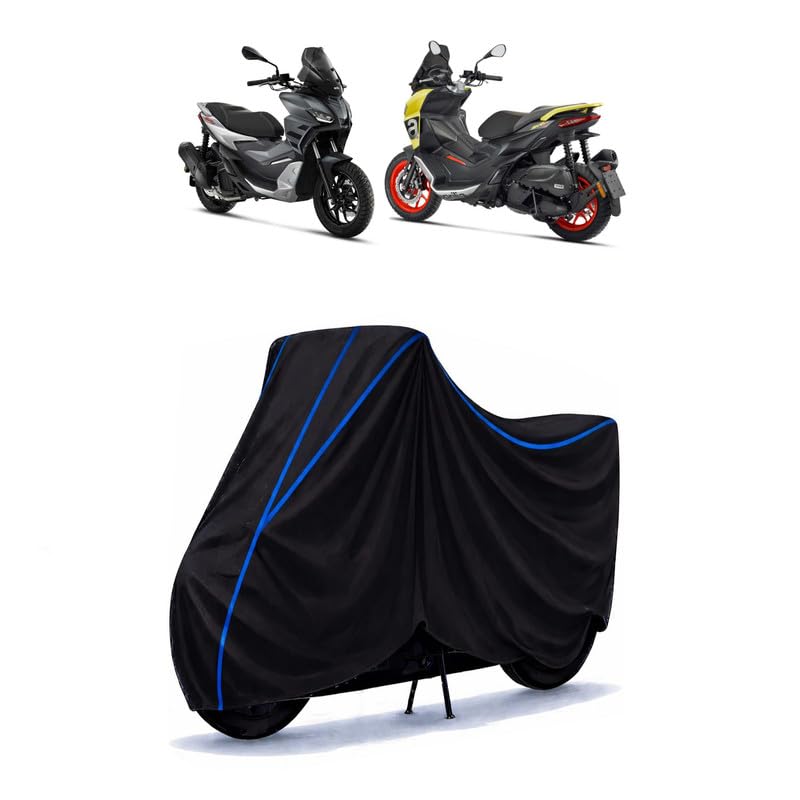 Image of Scooty Cover Water Resistant for SR GT 200 | Universal Scooter & Bike Cover | Heavy Duty UV Dust, Rain & Scratch Protection | Elastic Fit All Weather Indoor Outdoor | Black with Blue Piping