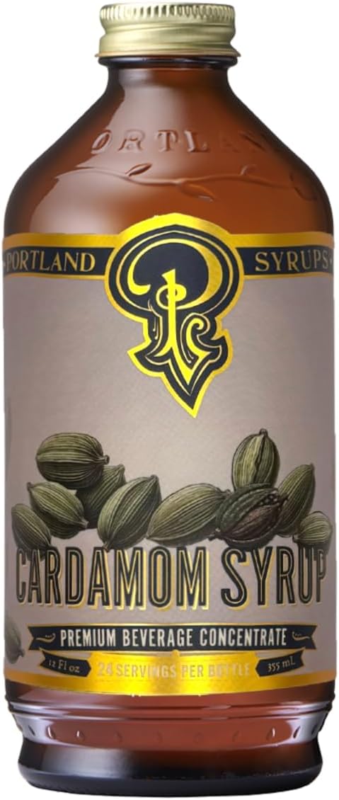 Portland Syrups Cardamom Syrup – Flavoring for Coffee, Lattes, Cold Brew, Macchiatos, Cocktails, & Desserts – Ideal for Drinks & Adding a Flavor to Any Beverage – 12 oz, 24 servings (Pack of 1)