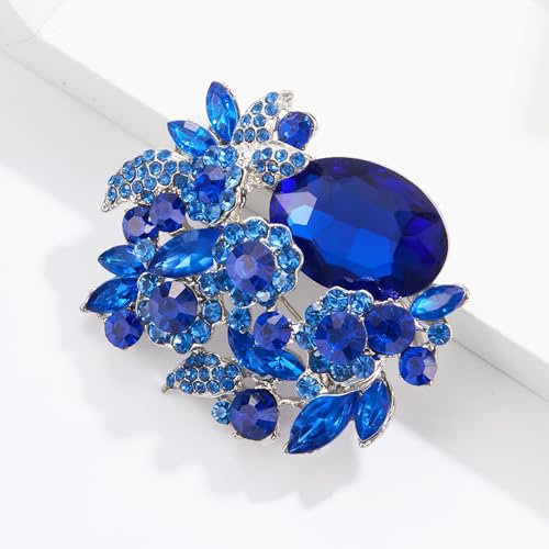 Image of EVER FAITH Rhinestone Crystal Party Flower Leaf Vine Brooch