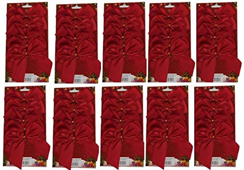 Crusader LTD 50 Satin Bows with Gold Twist Tie (12cm) - Red Christmas Decor