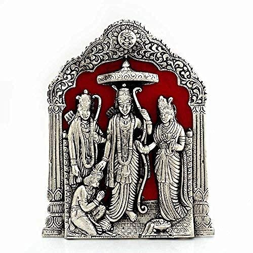Prince Home Decor & Gifts White Metal Ram Darbar Ram Laxman Sita Staue Spiritual Idols - Image 2 thumbnail