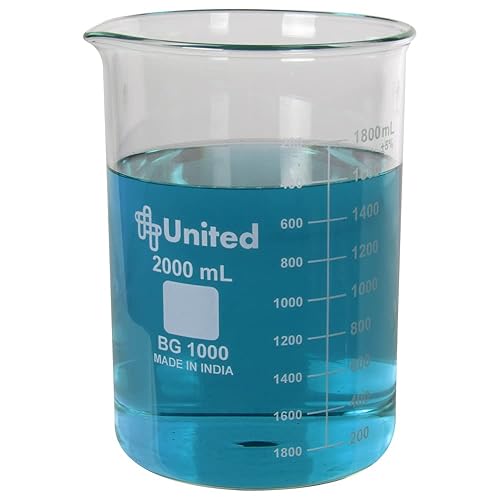 Miniatura 2 de United Scientific BG1000-2000 - Vaso de vidrio de grado de laboratorio de borosilicato  Vaso de precipitados de forma baja estilo Griffin  Graduado