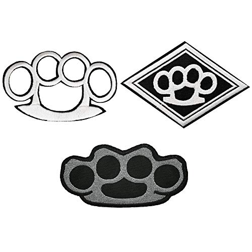 Cute-Patch Brass Knuckles Shape Embroidered Patches Iron-On Sew-on MC Biker Motorcycle Emblem