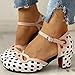 Womens Sandals, Women's Chunky Heel Mary Jane Shoes, Retro Polka Dot Casual Sandals Bow Ankle Buckle Backless High Heels Round Toe Fashion Dress Sandals
