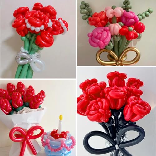 Image of 100Pcs Red 260 Balloons, Long Balloon for Tying Balloon Arch, Long Skinny Balloons for Twisting Ballons Animal balloons Birthday Party Wedding Festival Decorations