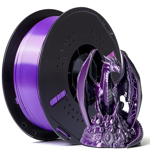 Epelay Silk PLA Filament 1.75mm Black Purple, Dual Color 3D Printer Filament, Shiny Silk Filament with Smooth Silky Finish, +/- 0.02mm Accuracy, 1KG Spool (2.2lbs), Fits Most FDM 3D Printers