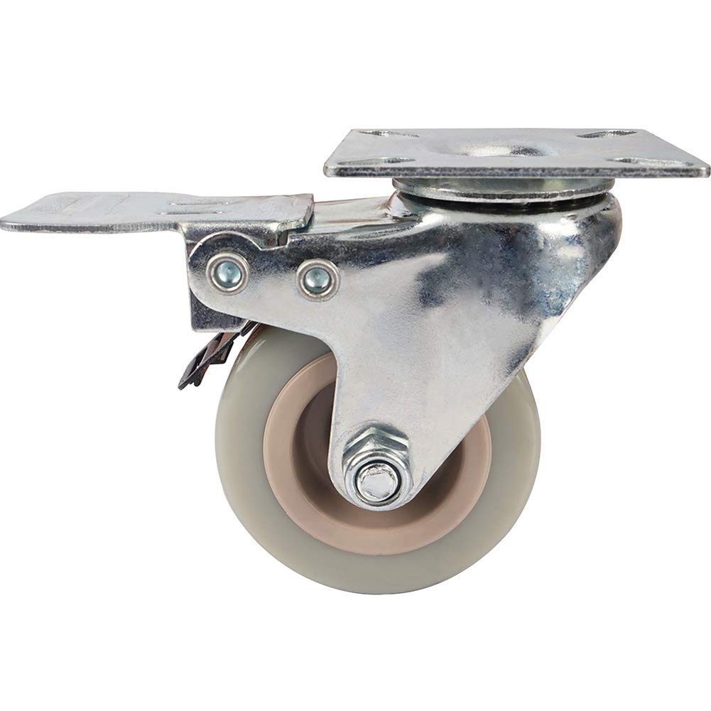 Ruote girevoli per mobili da 2 Pollici, Staffa in Acciaio Girevole con Doppia Piastra frenante, Portata 140 kg, universali e silenziose, per Carrello e Tavolo, 4 Pezzi