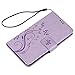 Note 5 Case,Galaxy Note 5 Case - Wallet Case Folio Kickstand Case 3D Embossed Butterfly PU Leather Case Shockproof Soft TPU Bumper Slim Protective Card Slot Hand Strap Cover by Badalink - Light Purple
