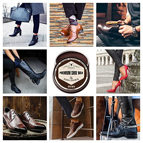URBAN FOREST Schuhcreme Schuhwachs Braun mit Bienenwachs & Avocado-Öl | Lederpflege für Schuhe als Imprägnierwachs | Schuhpflege & Schuhreinigung | Schuhe pflegen mit Premium Shoe Wax 150ml