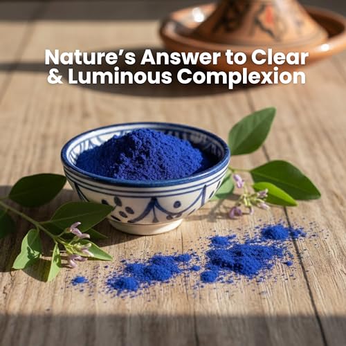 Image of Moroccan Nila Powder 50g - 100% Pure Blue Nila Powder for Skin Brightening & Tan Removal - Natural Face & Body Mask for Glowing Skin - Traditional Moroccan Beauty Powder