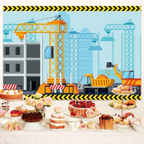 Fondo fotográfico 5x3 pies tema construcción para cumpleaños miniatura 5
