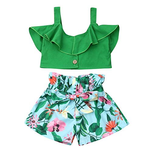 2Pcs/Set Fashion Toddler Kids Baby Girl Sleeveless T-Shirt Top+Floral Denim Shorts Outfits