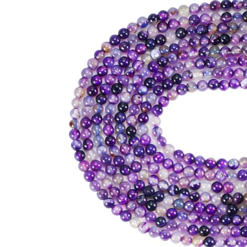 Purple Stripe Agate Crystal Beads - 45pcs, 8mm Round, Gemstone & Stone Beads for Jewellery Making, 8 mm - Image 2
