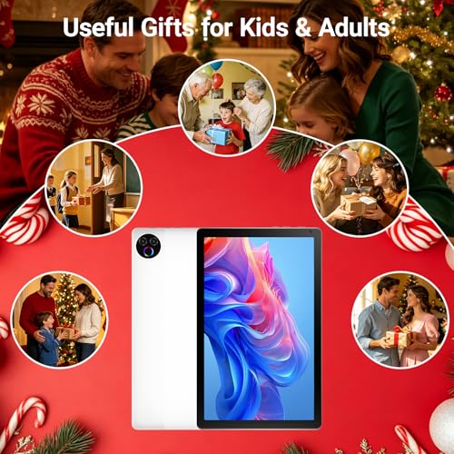 Image of Android 15 Tablet 10 Inch, 20GB RAM 64GB ROM 1TB Expandable, Fast WiFi 6 & BT 5.4 Tablets 5-Core, HD IPS Touchscreen, 8H+ Battery, Dual Camera Portable Tablet for Kids & Adults, Gift, Streaming -White