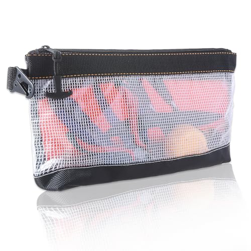 oruola Small Tool Pouch with Hanging Buckle,Small Tool Bag,PVC Zipper Tools Bag with Mesh Window,Waterproof,Heavy Duty Mini Tools Pouches for Spanner,Screw Storage Organizer,Transparent