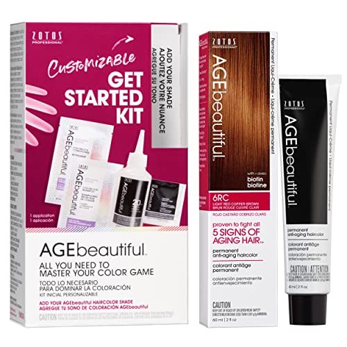 Image of AGE beautiful Permanent Hair Color Cream, 100% Gray Coverage Hair Dye with Biotin Anti-Aging Formula for Fuller, Thicker Hair, Professional Salon Quality