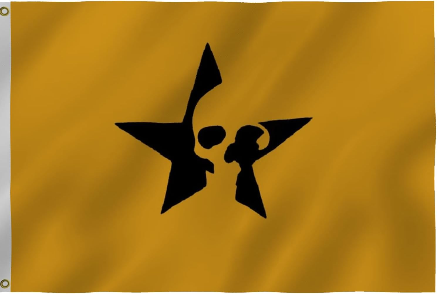 Star Skull Pirate Yellow Flag 12x18 Inches - Boat Heavy Duty 210D Nylon Embroidered Flags For Outdoor ATV, Golf Cart Flag, Mailbox and Independence Day With 2 Boat Flag Pole. (YellowStar-12x18inch)