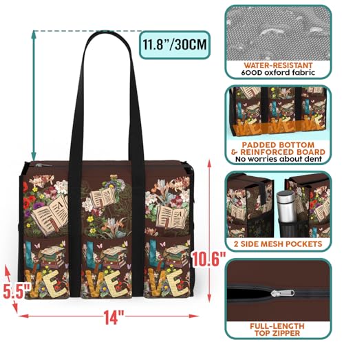 Bolso tote impermeable con múltiples bolsillos y cremallera de 84hoods, regalo para mujeres amantes de los libros y bibliotecarias miniatura 4