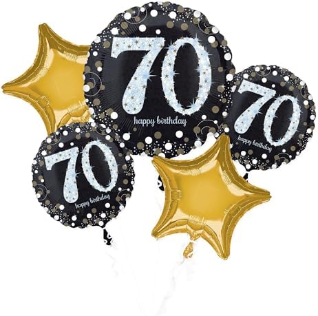 Sparkling Celebration 70th Birthday Foil Balloon Bouquet, 5pc