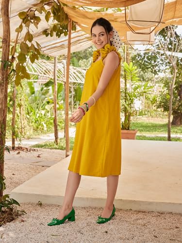 Image of PURVAJA Women's A-Line /Flared Below Knee Length Dress (Suzi-011-013)