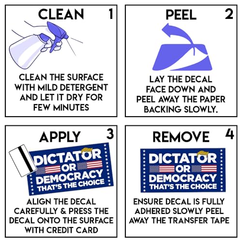 Image of [7.5x3.75] Democracy Not Dictatorship Bumper Sticker Anti Felon President Sticker Patriotic Bumper Sticker Funny Political Sticker Resist Fascism Vinyl Decal for Cars Windows Laptop Vehicle