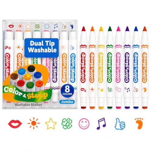 ELENTGE Washable Markers for Kids Jumbo Washable Stamp Markers