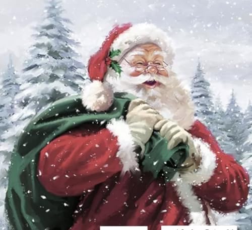 Set of 2 Individual Decoupage Paper Party Napkin Christmas Santa Sack Watercolor Decor Luncheon Napkins for a Birthday Holiday, Wedding, Cocktail Party