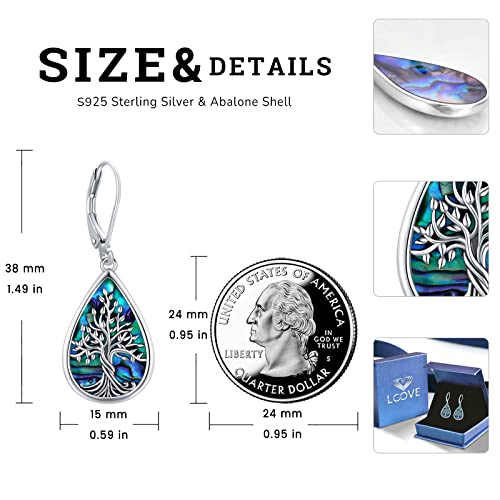 Sterling Silver Tree of Life/Flower/Bee/Animals/Cat/Hummingbird Dangle Earrings Moonstone Turquoise Drop Leverback Earrings Jewelry Gifts4