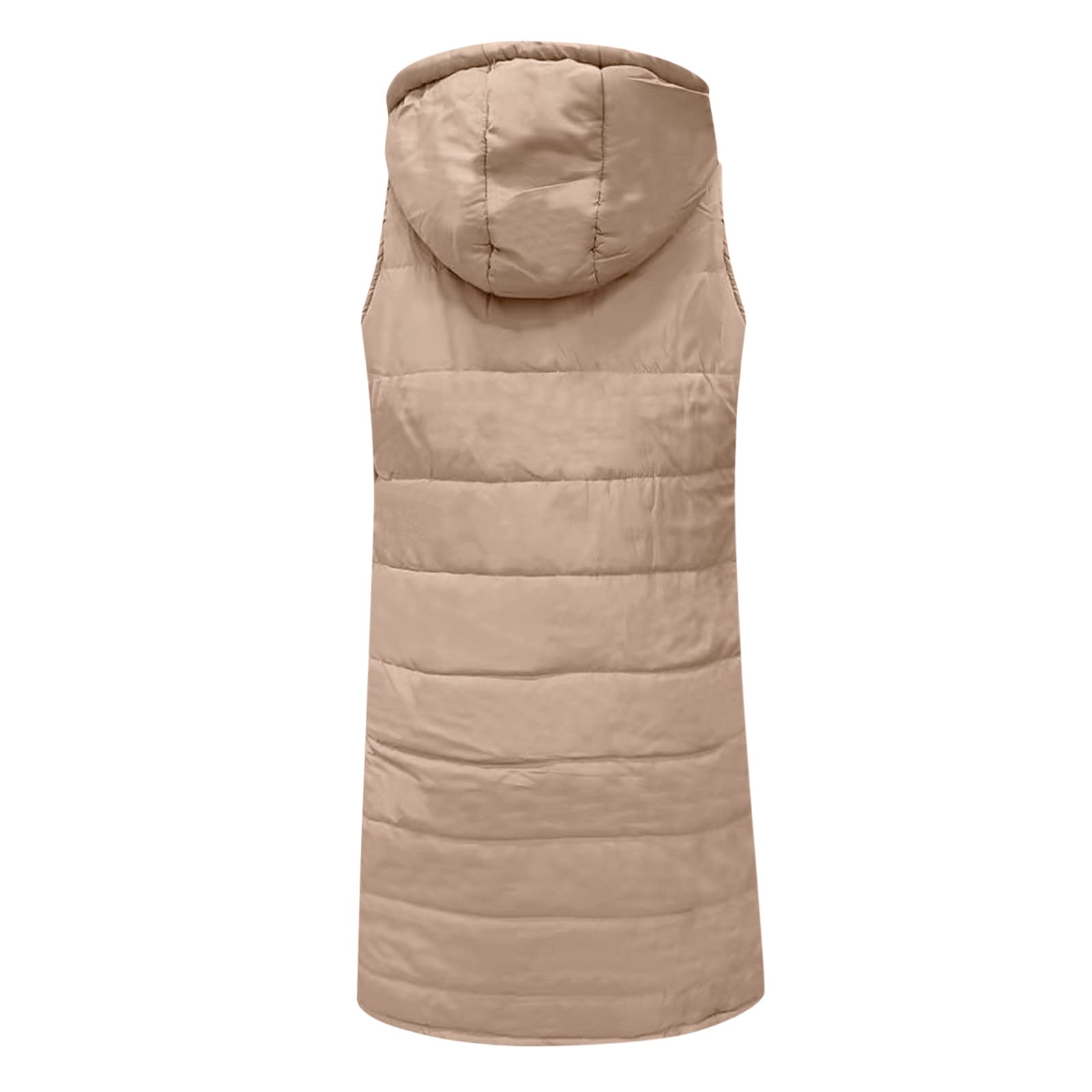 Chaleco acolchado largo de invierno para mujer, con capucha, sin mangas, cálido, resistente al viento, con bolsillos, chaqueta acolchada, monocolor, deportiva, de entretiempo, S - 5XL