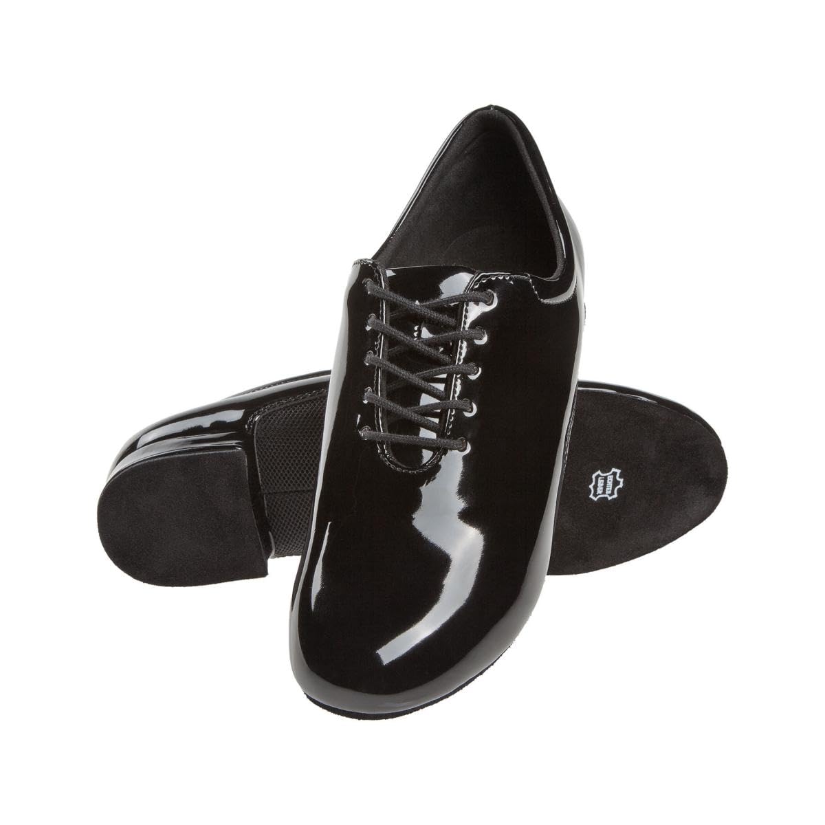 Diamant Herren Tanzschuhe 163-222-585 by Domen Krapez - Lack/Mesh Schwarz - Geteilte Rauledersohle - 2 cm Standard Absatz - Made in Germany
