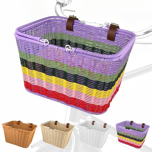 Bike Basket Front, Large Wicker Baskets for Bike,...