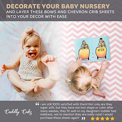 Baby Crib Sheets Girl 2 Pack | Jersey Cotton Fitted Crib Sheet Set and Toddler Bed Sheets | Pink Baby Girl Crib Sheets | Standard Crib and Toddler Bed Mattress Size 28 x 52 Inch - Thumbnail 7